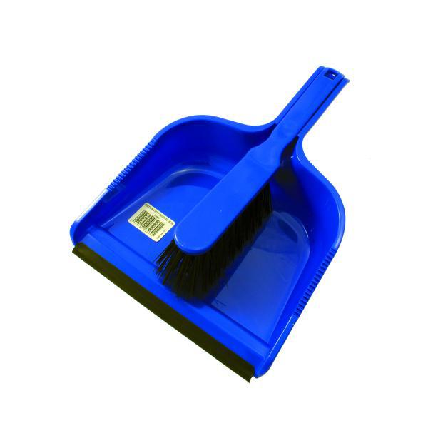 Dustpan & Brush Set Stiff Blue